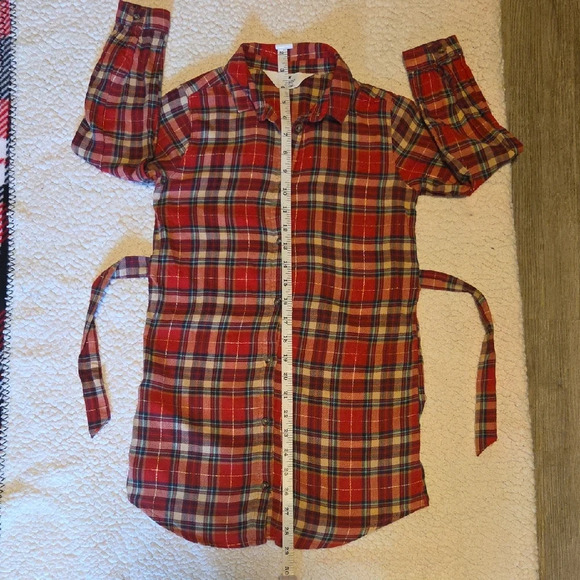 H&M Kids Red Plaid Button-Up Dress - Picture 5 of 5